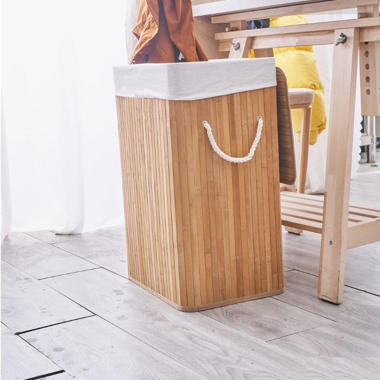 Laundry basket made of natural bamboo with removable cover Bowlift