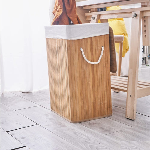 Laundry basket made of natural bamboo with removable cover Bowlift