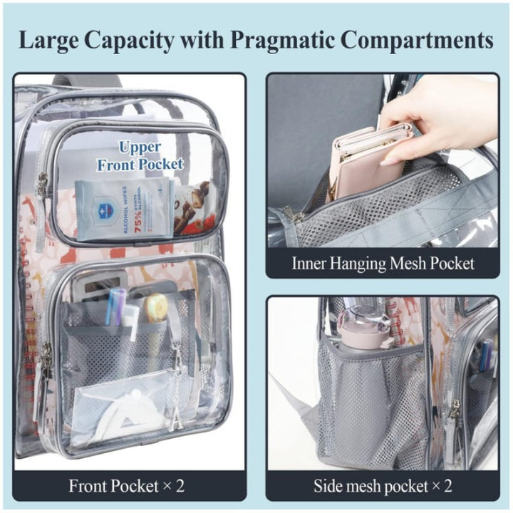 Transparent Backpack with Multiple Compartments Bowlift