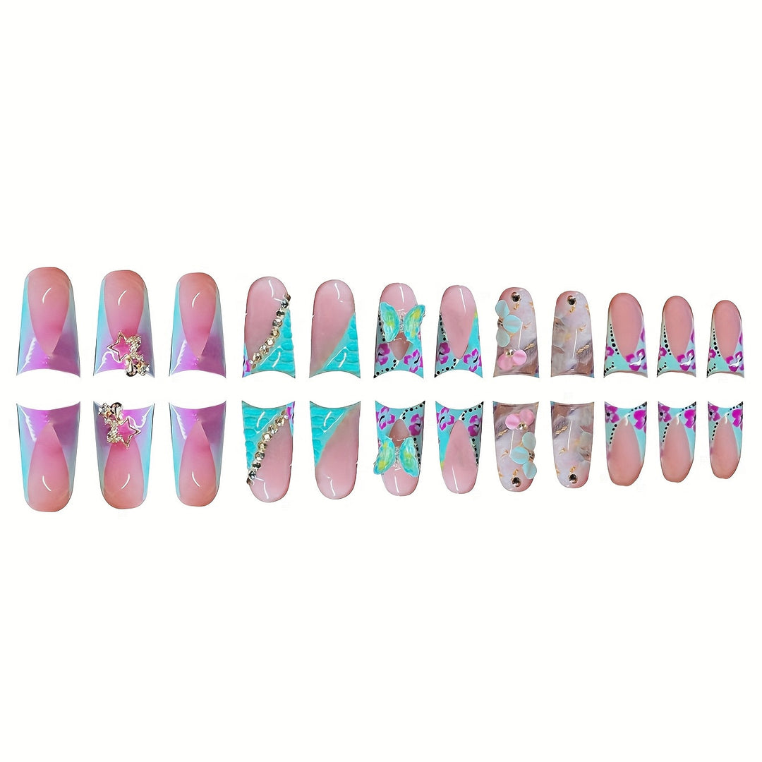 Artistic 3D Floral Press-On Nail Art Bowlift