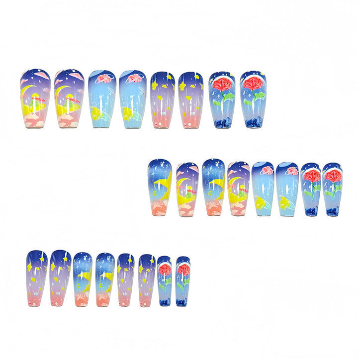 Glamorous artificial nails with colorful 3D designs Bowlift