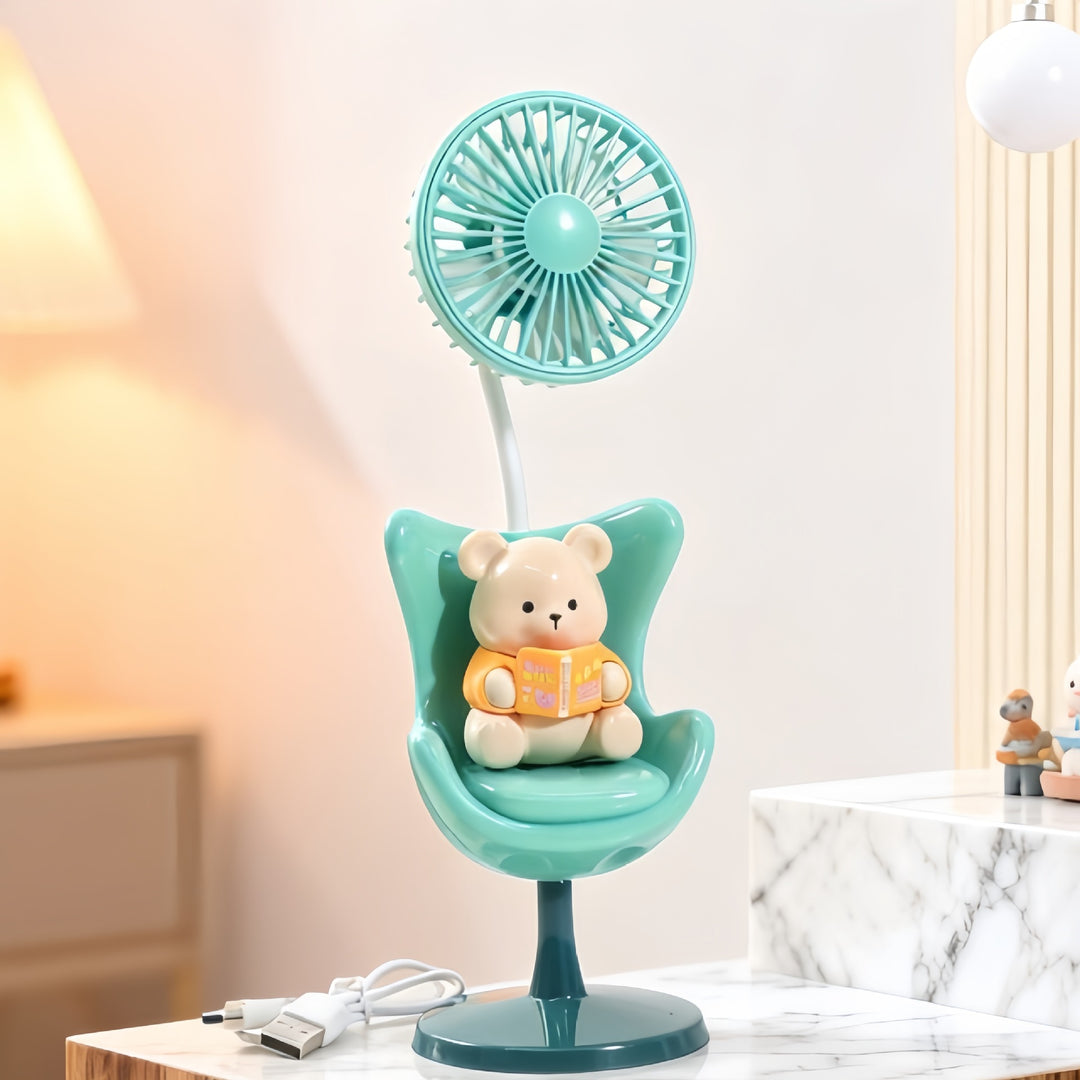 Women's Portable Mini Fan with Fun Bear Design Bowlift
