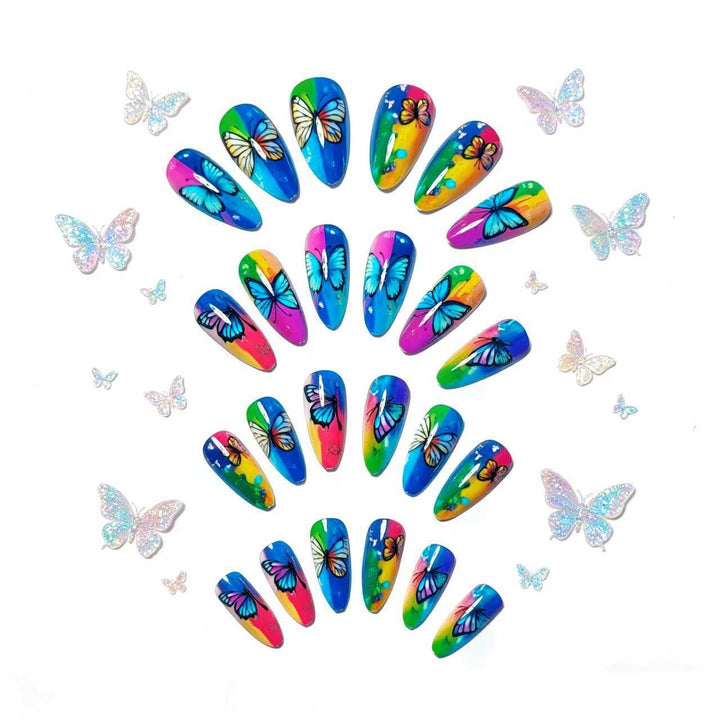 Butterfly-Inspired Vibrant Nail Art Bowlift