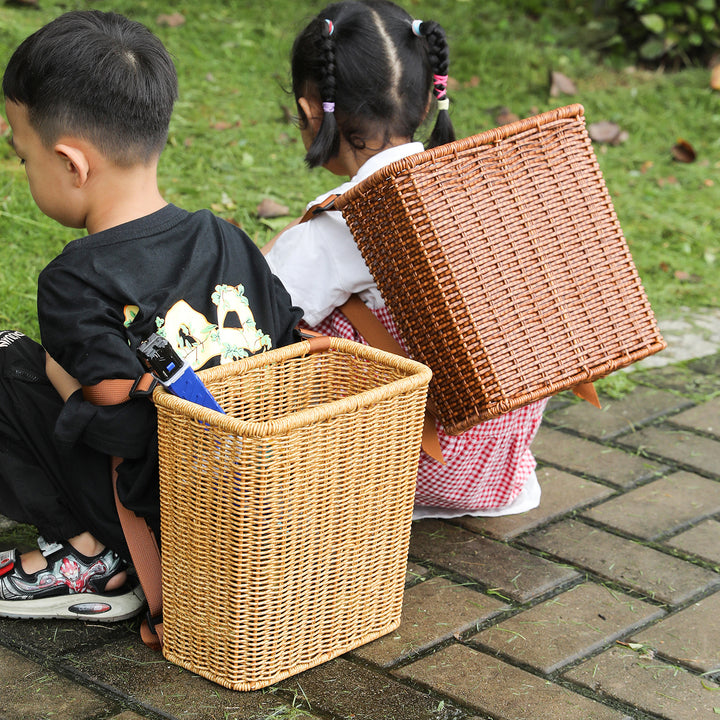 Handcrafted Wicker Storage Basket with Adjustable Strap Bowlift