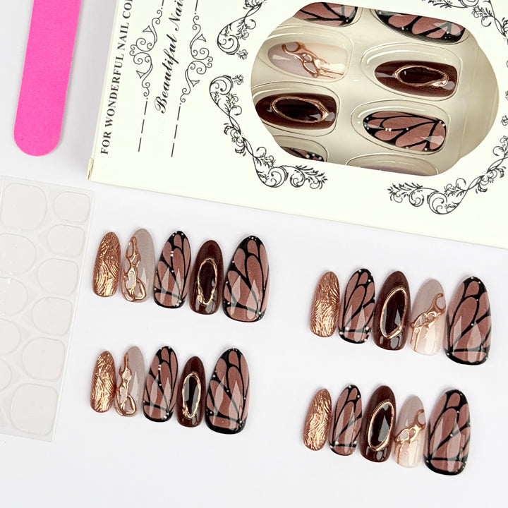 Premium Artificial Nail Set with Elegant Designs Bowlift