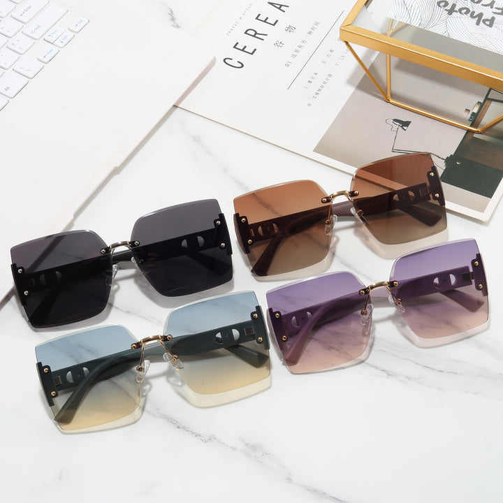 Women's High-Quality Rectangular Sunglasses with Fashionable Metal Frame Bowlift