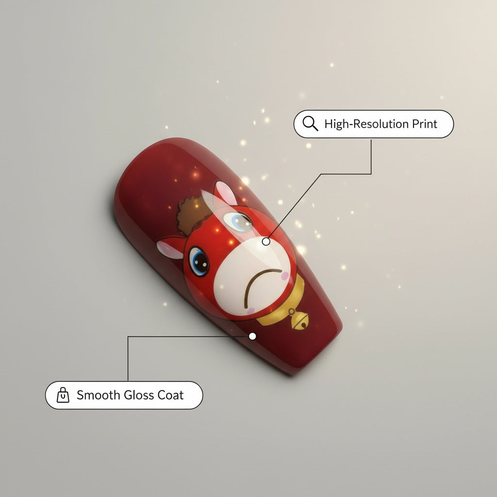 Artificial nails with playful horse motif Bowlift