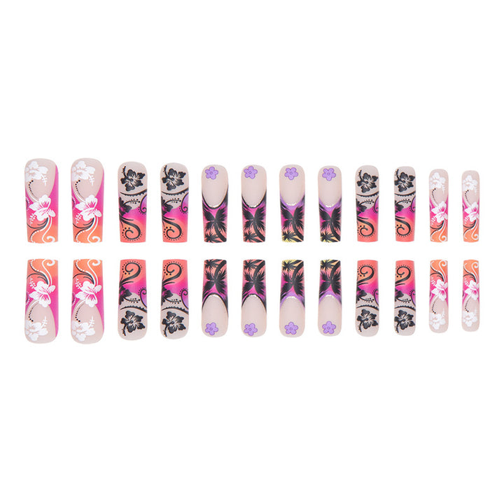 Tropical Floral Nail Art Extensions Bowlift