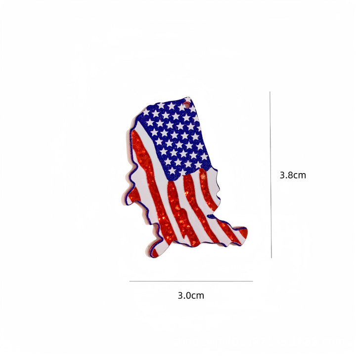 Unisex nan heart-shaped USA flag pendant acrylic with hole Bowlift