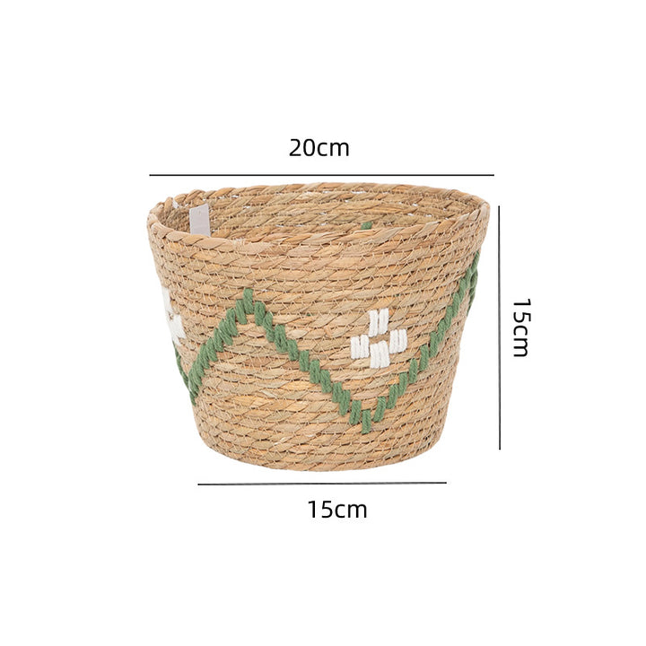 Handwoven storage basket with colorful accents Bowlift