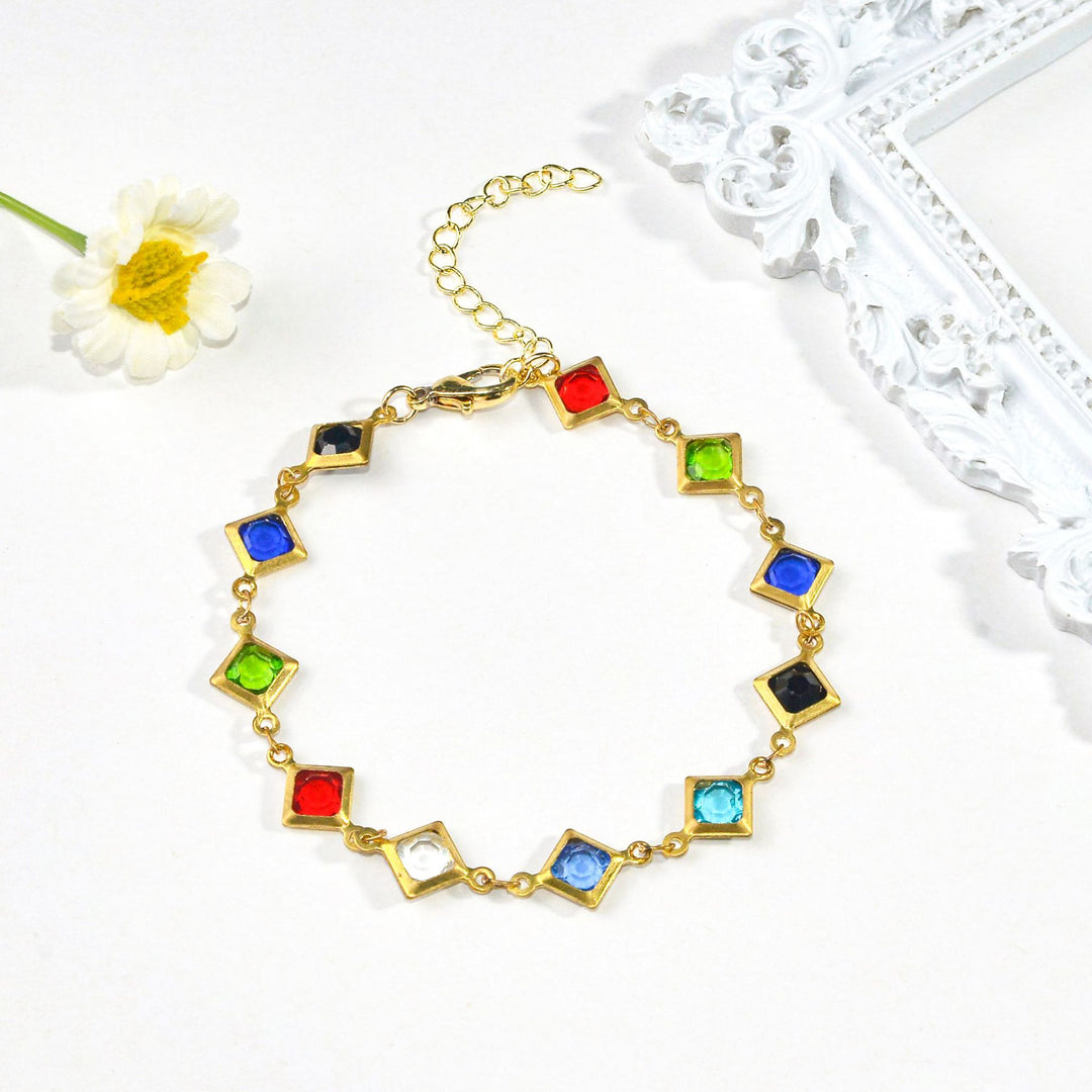 Colorful Gemstone Chain Bracelet Bowlift 1788164354