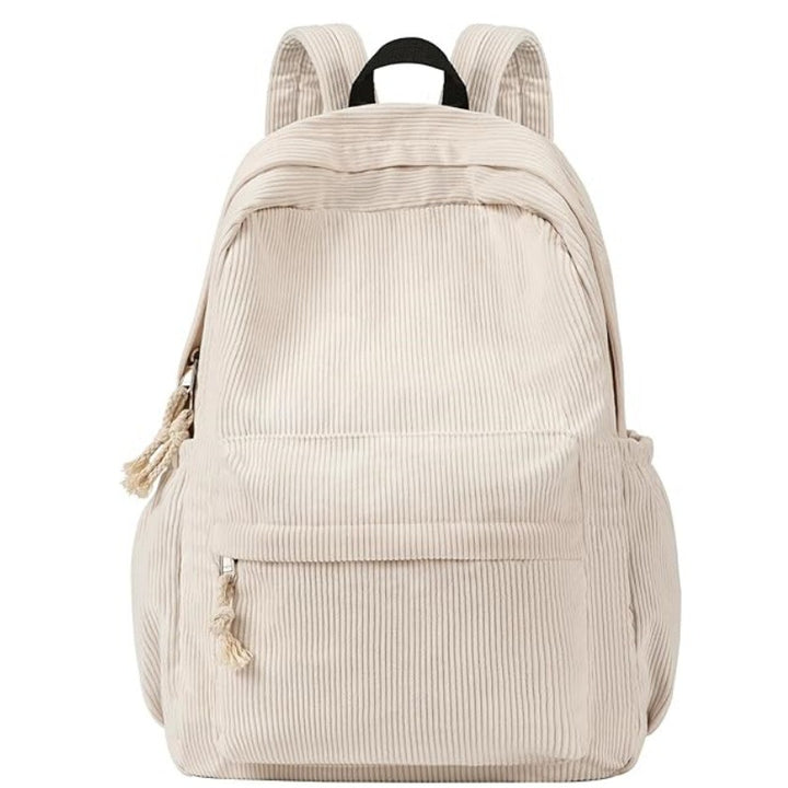 Cord backpack with deep storage and stylish accents Bowlift