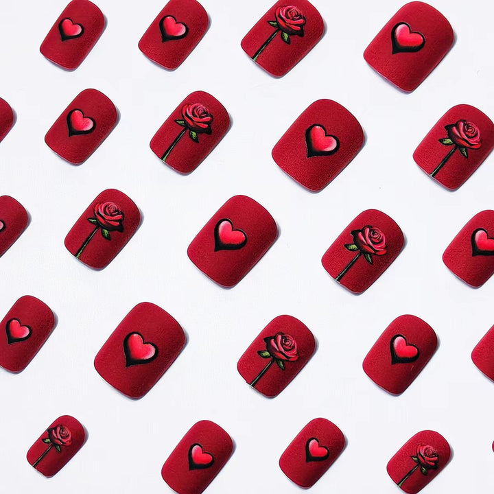 Romantic Floral and Heart Nail Art Bowlift