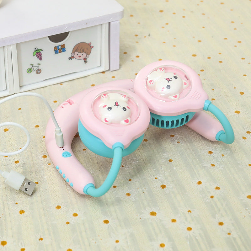 Women's Portable Neck Fan with Cooling Spray Function Bowlift