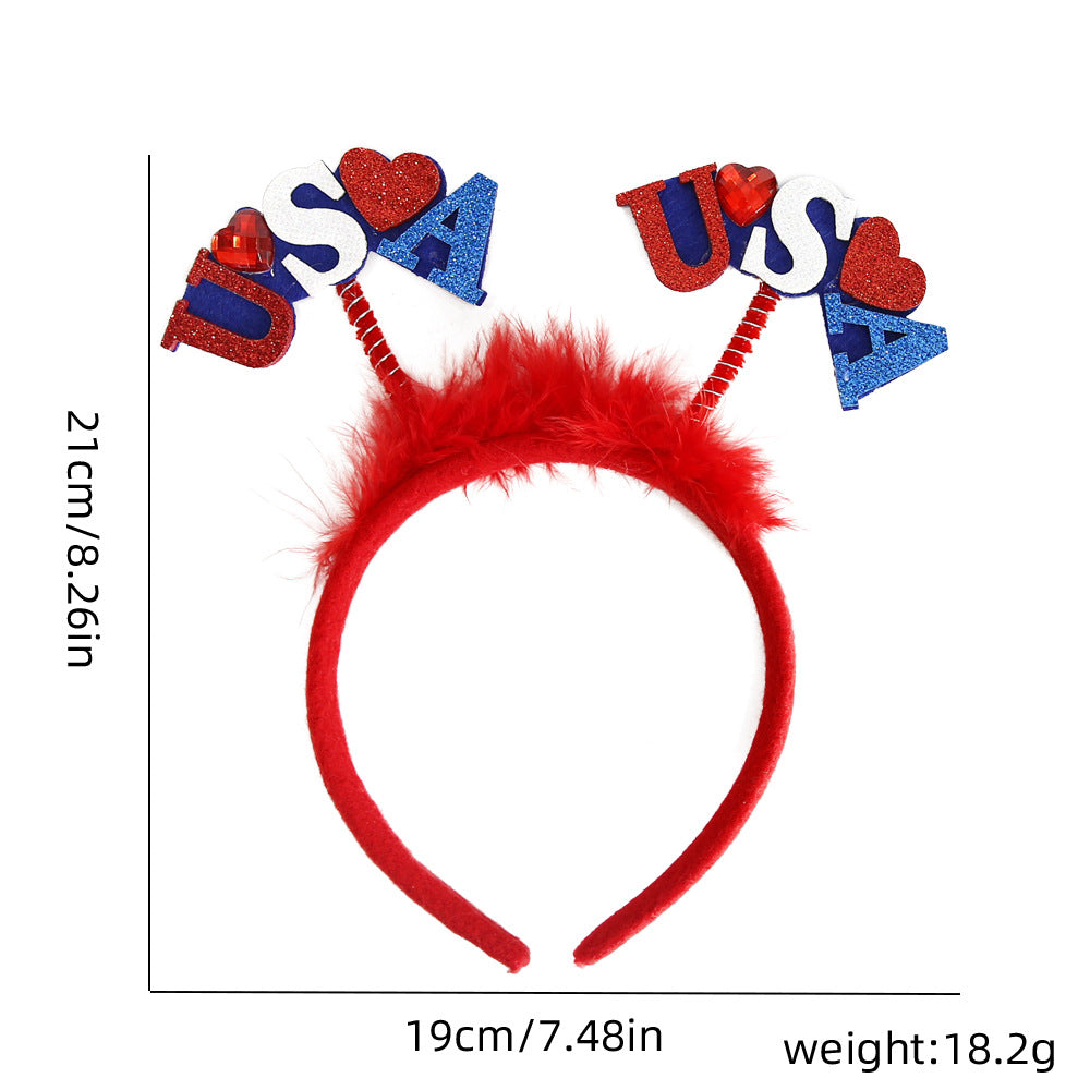 Unisex nan more patriotic festival headband with star and flag pom poms Bowlift
