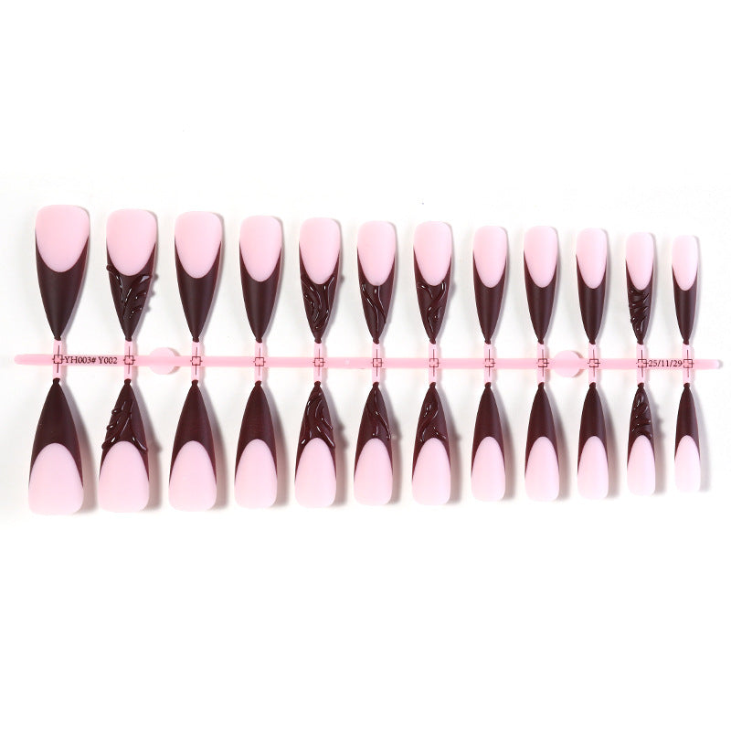 Elegant Stiletto Press-On Nail Set with Decorative Design Bowlift