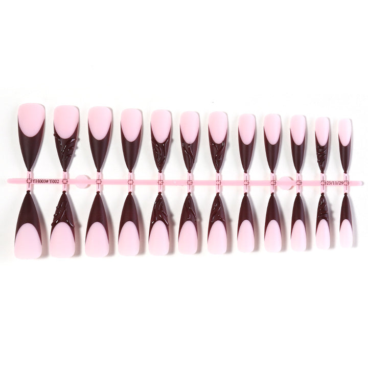 Elegant Stiletto Press-On Nail Set with Decorative Design Bowlift