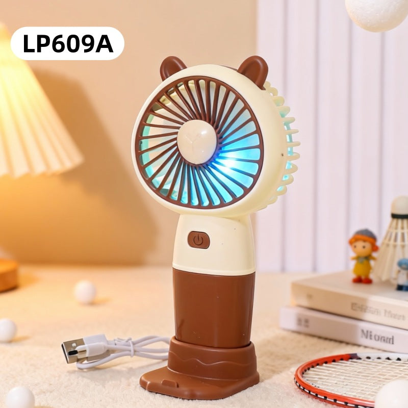Women's Portable Mini Hand Fan with Funny Bear Design Bowlift