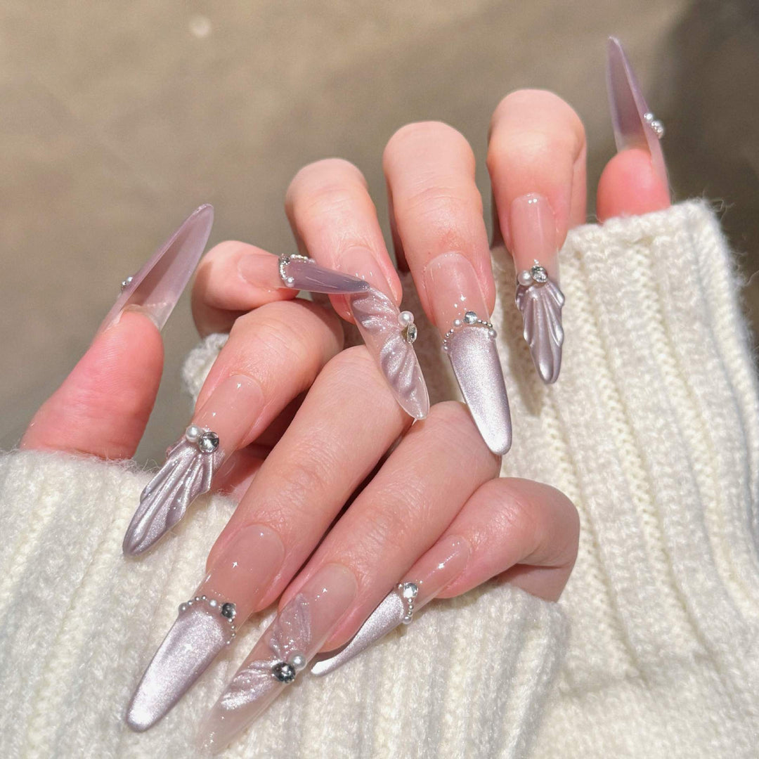 Decorative 3D Crystal-Embellished Nail Art Extensions Bowlift