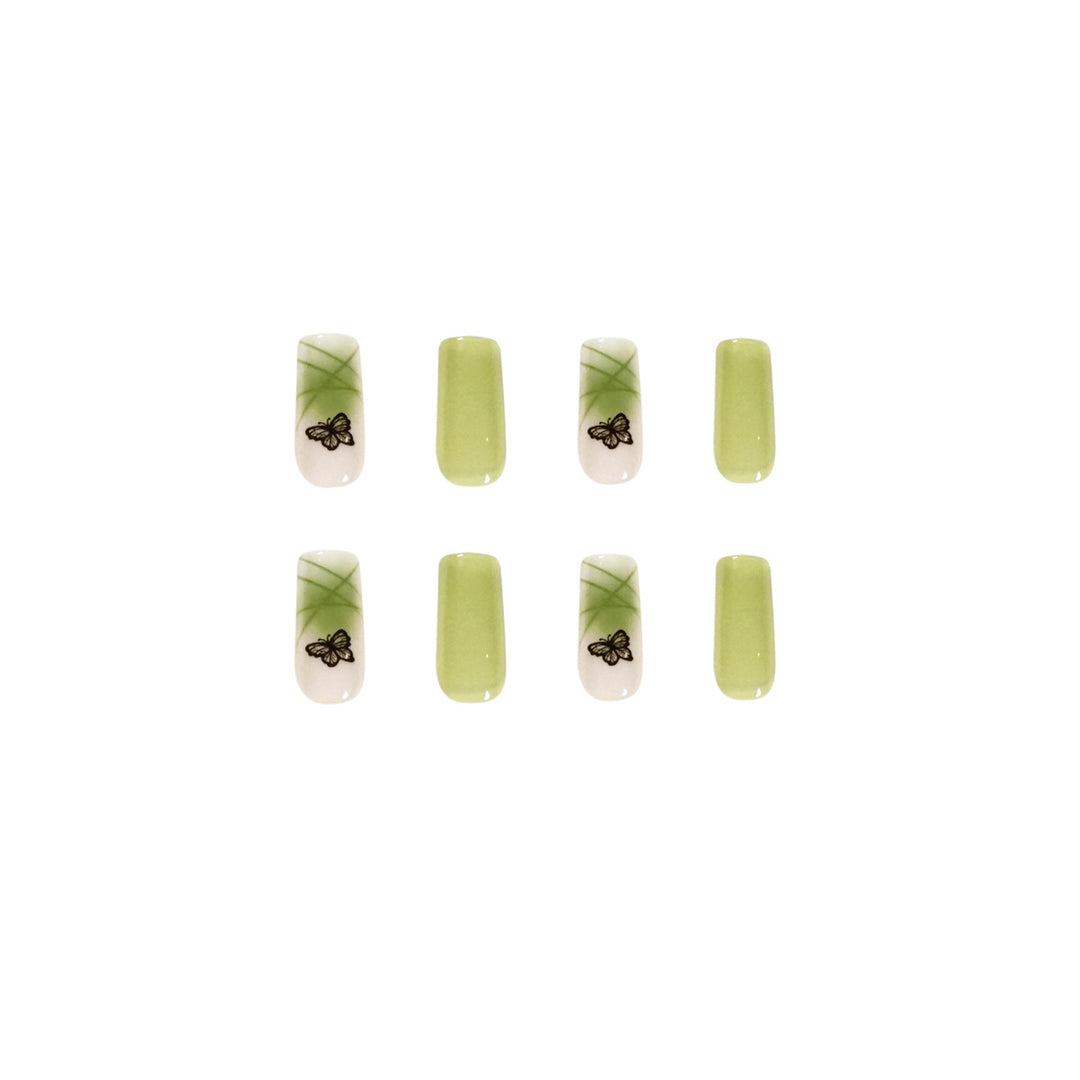 Artificial nail extensions with elegant butterfly design Bowlift