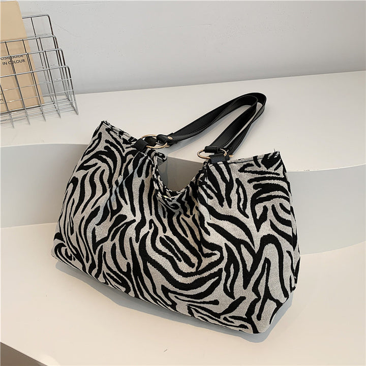 Stylish Zebra Print Canvas Tote Bag Bowlift