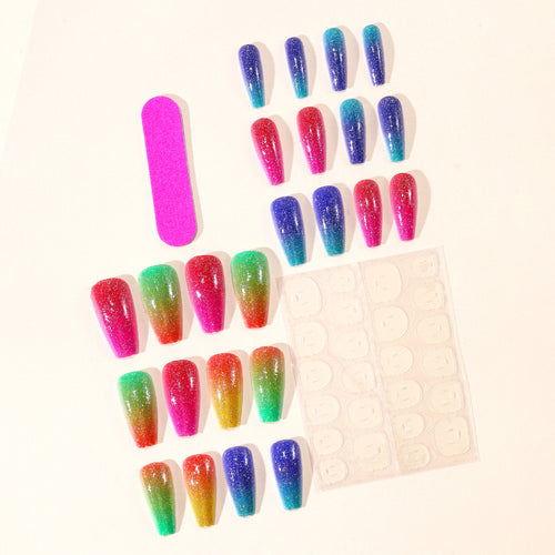 Vibrant Glitter Gradient Acrylic Nail Art Extensions Bowlift