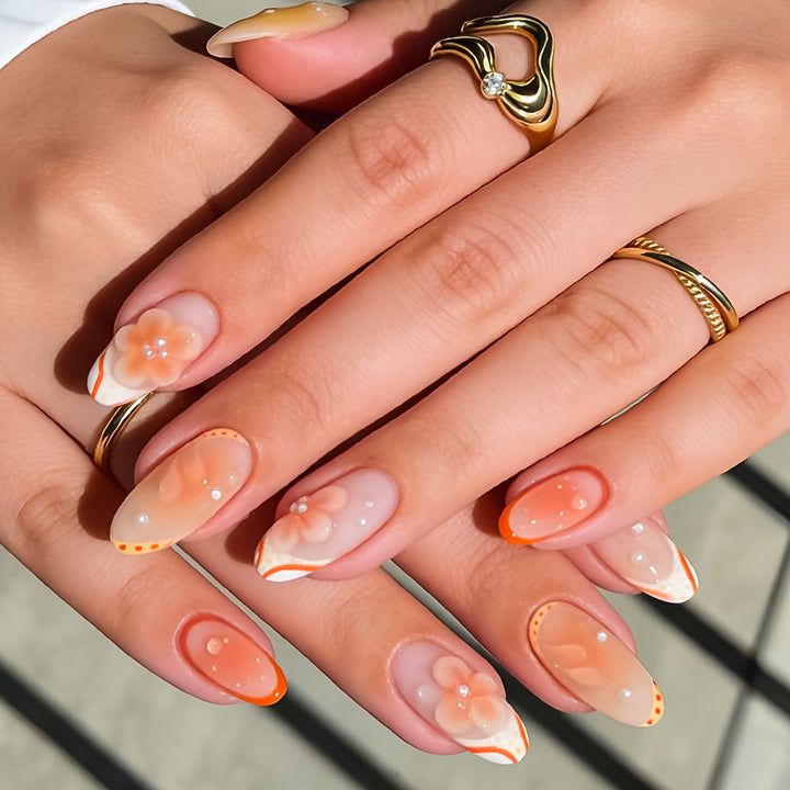 Floral Gel Press-On Nail Set Bowlift