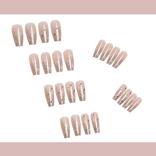 Artificial nail set with shimmering stones and sparkling glitter Bowlift