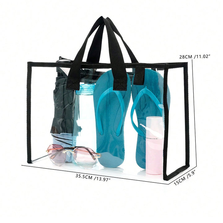 Transparent beach bag with sturdy carrying handles and various compartments Bowlift