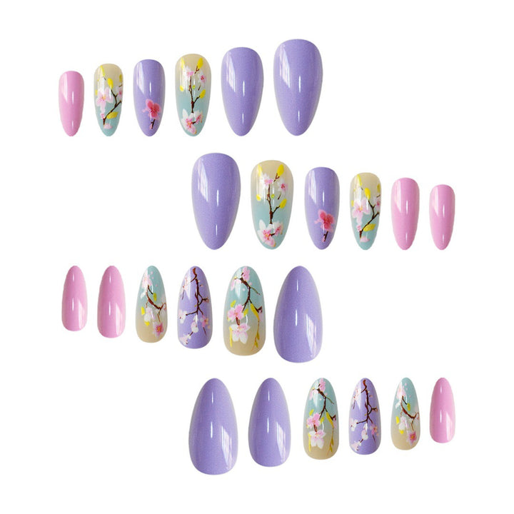 Artistic Floral Press-On Nail Enhancements Bowlift