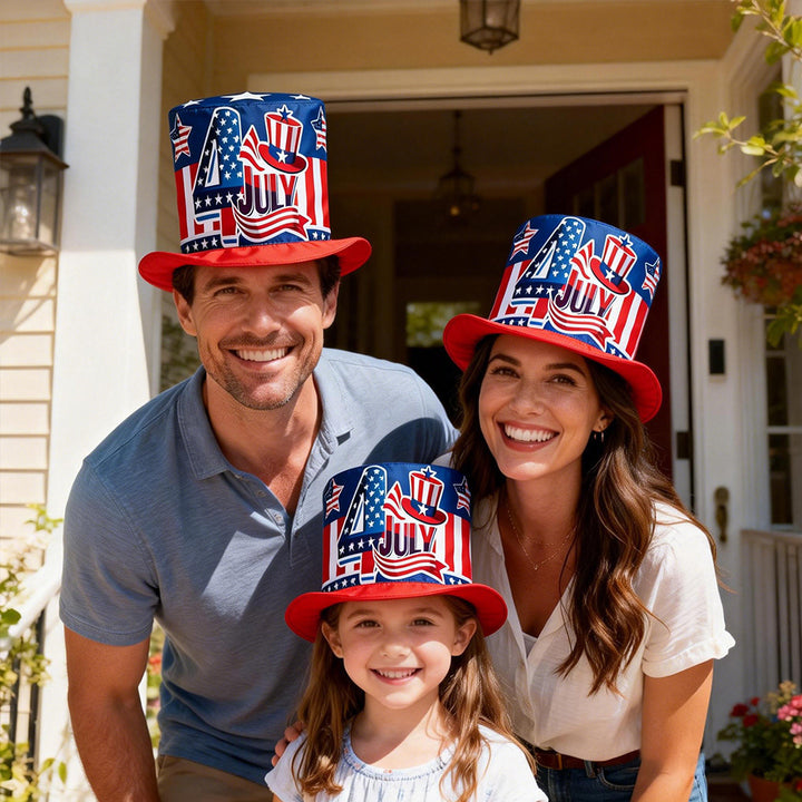 Independence Day Patriotic Novelty Tall Foam Top Hat with Inner Sweatband Bowlift