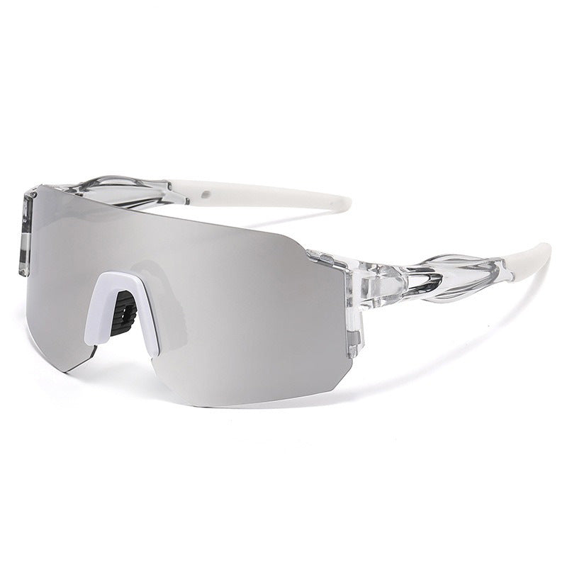Unisex nan Wraparound sports sunglasses with mirrored one-piece visor and flexible plastic temple Bowlift