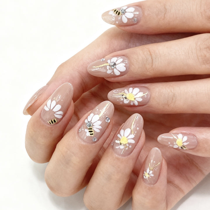 Artistic Floral Press-On Nail Tips Bowlift