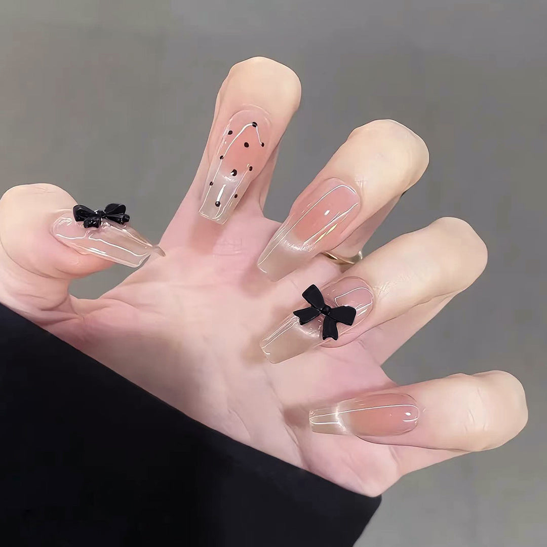 Elegant artificial nails with bow design Bowlift