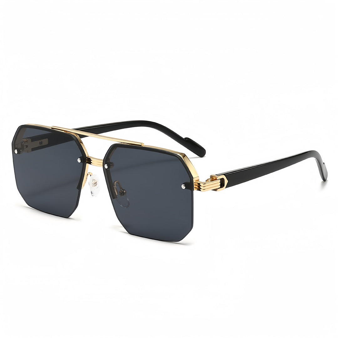 Oversized Geometric Metal Rimless Sunglasses Bowlift