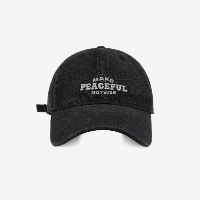 Women's Distressed Denim Embroidered Cap Bowlift