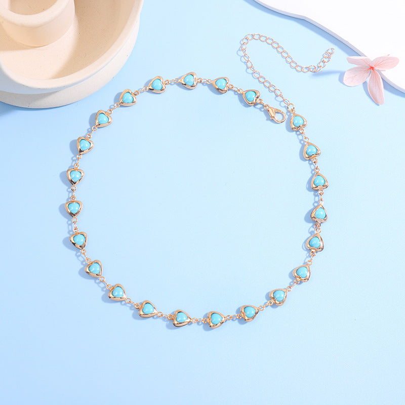 Heart-Shaped Gemstone Choker Necklace Bowlift