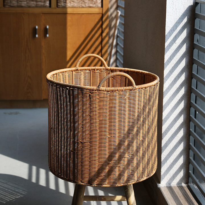 Round Woven Storage Basket with Durable Handles Bowlift
