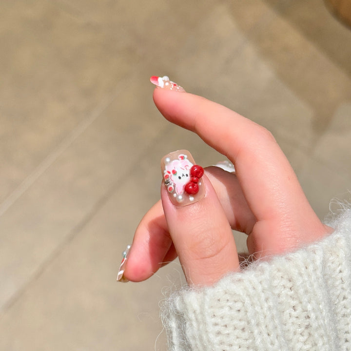 Whimsical Character-Themed Press-On Nail Art Bowlift