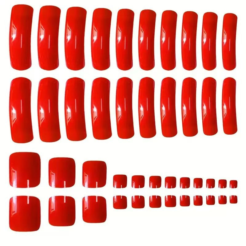 Glossy Long Press-On Nail Set Bowlift