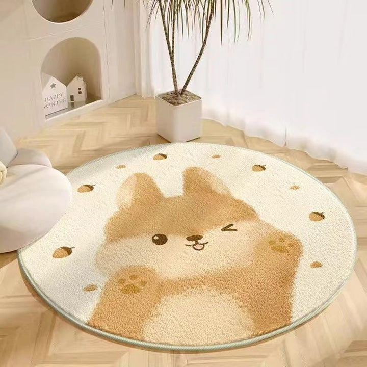 Plush Animal-Themed Round Area Rug
