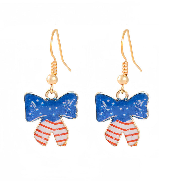 Ladies enamel earrings horseshoe with star stripe motif Bowlift