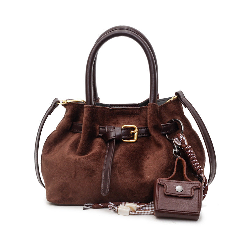 Elegant Suede Handheld Bag Bowlift