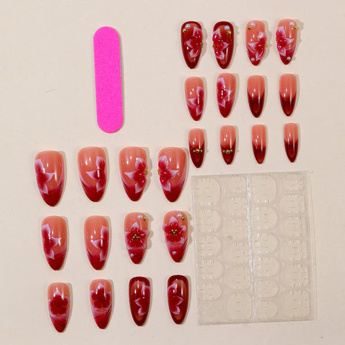 Floral Accent Stiletto Nail Art Extensions Bowlift