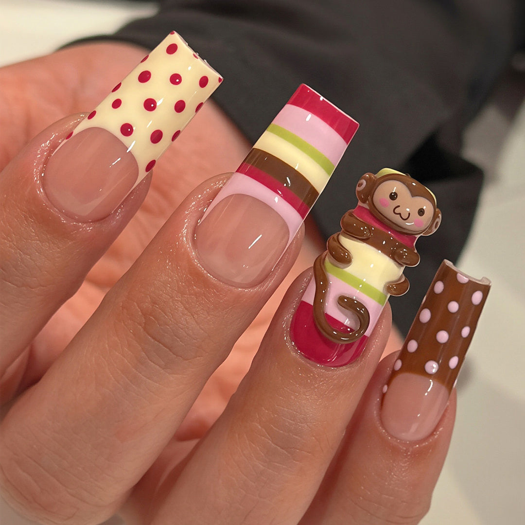 Whimsical Animal-Themed Long Press-On Nails Bowlift