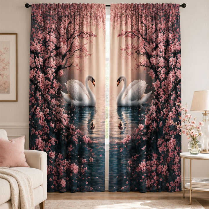 Artistic Floral Print Window Drapes