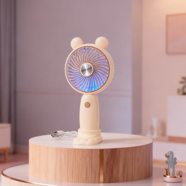 Women's Portable Handheld Swing Fan with LED Lighting Bowlift