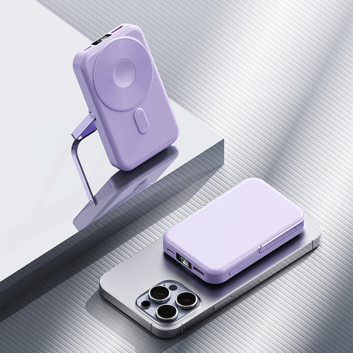 Portable power bank with foldable stand and digital charge level indicator Bowlift