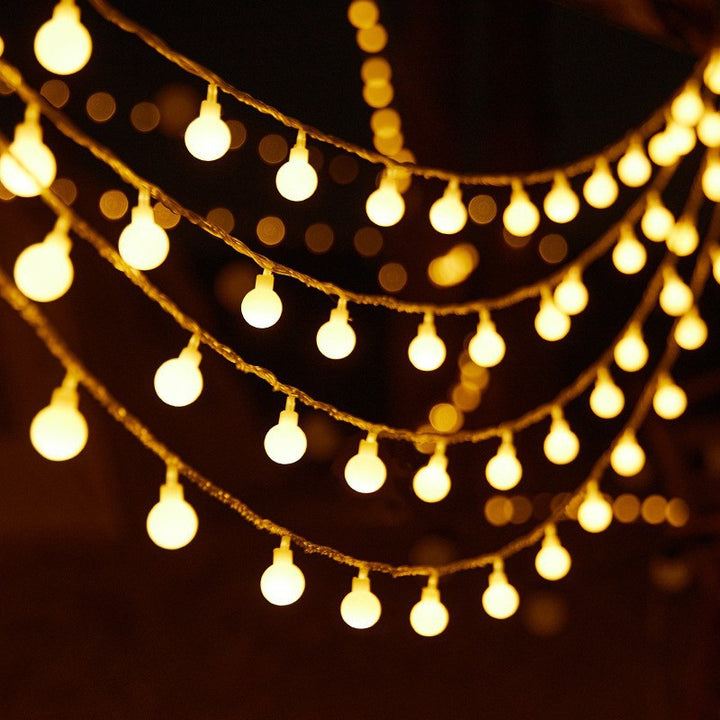 Warm White Star And Globe LED String Garland With Battery Pack And Weatherproof Bulbs Bowlift