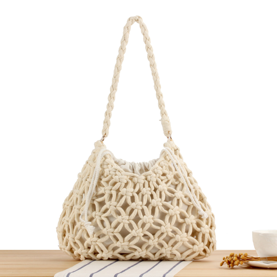 Trendy Macrame Bag with Braided Carry Handle Bowlift